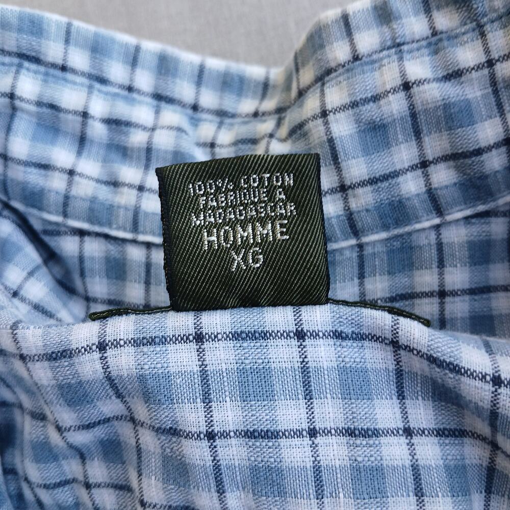 Eddie Bauer Short-Sleeve Button-Up Shirt Men's XL blue checks plaid cotton - Picture 8 of 16